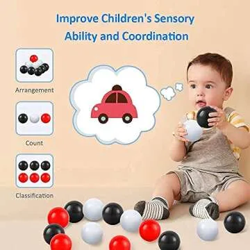 GUESVOT Ball Pit Balls Plastic Balls for Ball Pit BPA Free Plastic Balls Crush and Smash Proof Balls 100pcs 2.2" Set for Toddlers for Play Tent Tunnel (Black+White+Red)