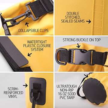 Waterproof Dry Bag - The Friendly Swede 10L Sack for Adventure