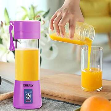 Portable Blender for Shakes and Smoothies, OBERLY 16oz Cordless Personal Travel Small Blender for Pr...