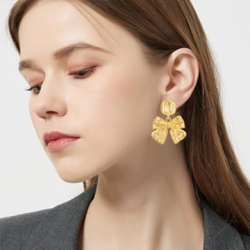 Elegant Gold Bow Earrings for Women Hypoallergenic Gift