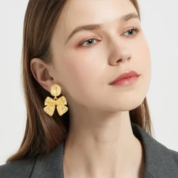 Elegant Gold Bow Earrings for Women Hypoallergenic Gift