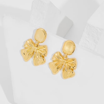 Elegant Gold Bow Earrings for Women Hypoallergenic Gift