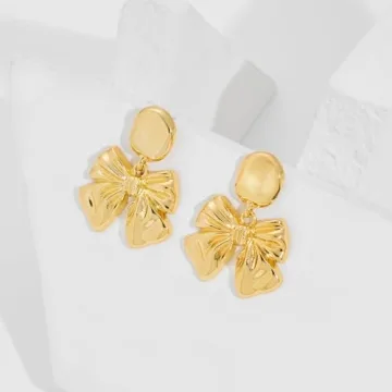 Elegant Gold Bow Earrings for Women Hypoallergenic Gift