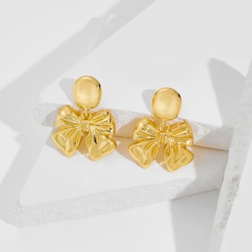Elegant Gold Bow Earrings for Women Hypoallergenic Gift