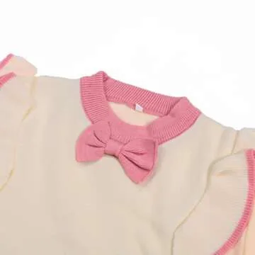 Balatale Baby Toddler Girl's Skirt Sets Long Sleeve Knitted Pullover Sweater Tops + Pleat Mini Skirt Cute Clothes Outfit Set Pink 4-5T