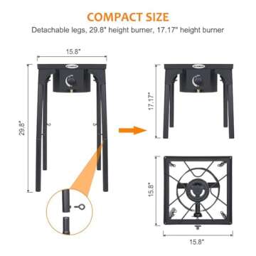 Camplux Propane Burner 130,000 BTU, Single Gas Burners, Outdoor Stove for Home Brewing, Turkey Fry, Maple Syrup Prep