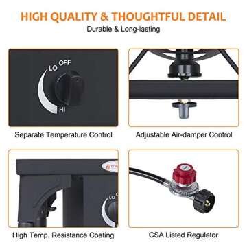 Camplux Propane Burner 130,000 BTU, Single Gas Burners, Outdoor Stove for Home Brewing, Turkey Fry, Maple Syrup Prep