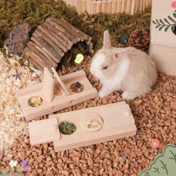 Rubor Guinea Pig Toys, Enrichment Small Animals Wooden Foraging Toy for Boredom, Rabbit Interactive Hide Treats Puzzle Game for Bunny, Hamster, Chinchilla (2 Sets)