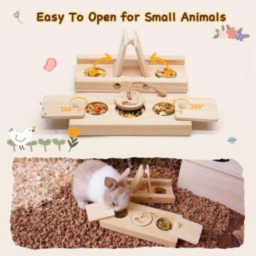 Rubor Guinea Pig Toys, Enrichment Small Animals Wooden Foraging Toy for Boredom, Rabbit Interactive Hide Treats Puzzle Game for Bunny, Hamster, Chinchilla (2 Sets)