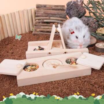 Rubor Guinea Pig Toys, Enrichment Small Animals Wooden Foraging Toy for Boredom, Rabbit Interactive Hide Treats Puzzle Game for Bunny, Hamster, Chinchilla (2 Sets)