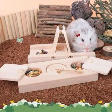 Rubor Guinea Pig Toys, Enrichment Small Animals Wooden Foraging Toy for Boredom, Rabbit Interactive Hide Treats Puzzle Game for Bunny, Hamster, Chinchilla (2 Sets)