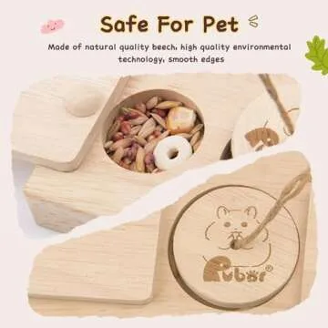 Rubor Guinea Pig Toys, Enrichment Small Animals Wooden Foraging Toy for Boredom, Rabbit Interactive Hide Treats Puzzle Game for Bunny, Hamster, Chinchilla (2 Sets)