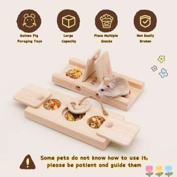 Rubor Guinea Pig Toys, Enrichment Small Animals Wooden Foraging Toy for Boredom, Rabbit Interactive Hide Treats Puzzle Game for Bunny, Hamster, Chinchilla (2 Sets)