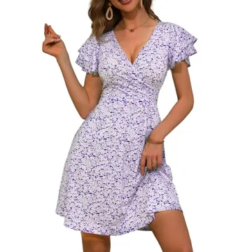 VETIOR Lightweight Summer Dresses - Trendy Purple Floral Midi Dress