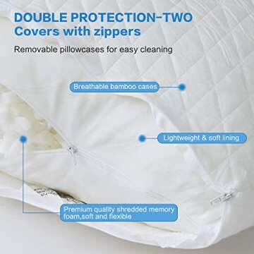 FAIRYLAND Shredded Memory Foam Bed Pillows for Ultimate Sleep Comfort