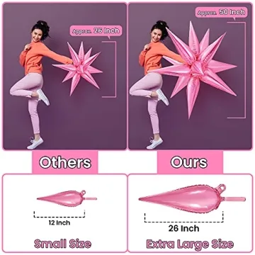 Katchon Big Pink Star Valentines Balloons 26 Inch 50 Pack