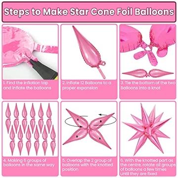 Katchon Big Pink Star Valentines Balloons 26 Inch 50 Pack