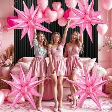 Katchon Big Pink Star Valentines Balloons 26 Inch 50 Pack