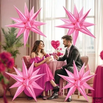 Katchon Big Pink Star Valentines Balloons 26 Inch 50 Pack