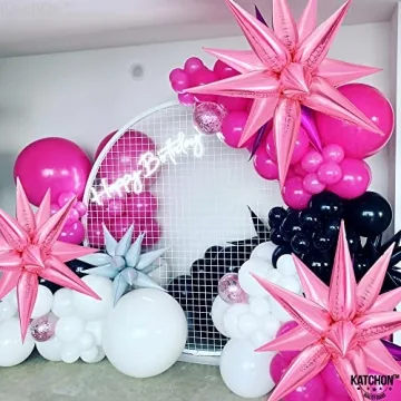 Katchon Big Pink Star Valentines Balloons 26 Inch 50 Pack