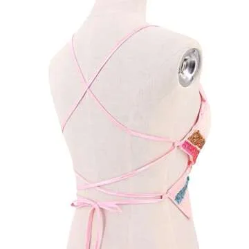 Women's Shimmer Sequin Sexy Crop Top Low-Cut Tube Top Butterfly Rave Tank Bandage Bra Belly Dance Vest Tops (N, One Size)