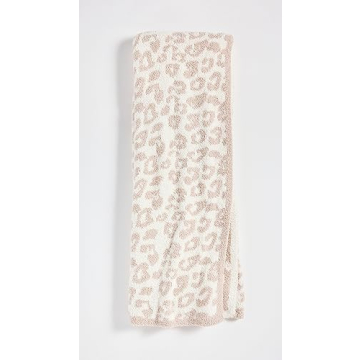 Barefoot Dreams Women's CozyChic Barefoot In The Wild Throw, Cream/Stone, Off White, Print, One Size