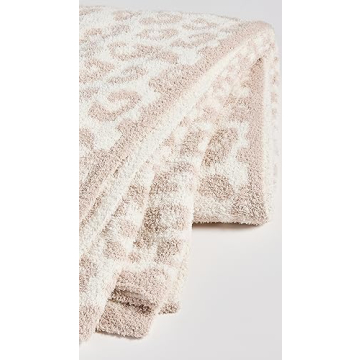 Barefoot Dreams Women's CozyChic Barefoot In The Wild Throw, Cream/Stone, Off White, Print, One Size