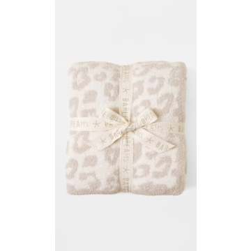 Barefoot Dreams Women's CozyChic Barefoot In The Wild Throw, Cream/Stone, Off White, Print, One Size