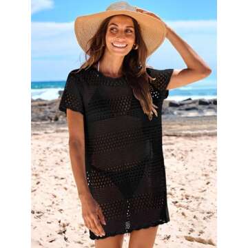 Caracilia Women Swimsuit Coverup Crochet Bathing Suit Cover Ups for Swimwear Swim Summer Bikini Beac...