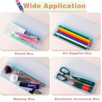 Fainne 24 Pcs Plastic Pencil Case Bulk Pencil Boxes Plastic Stationery Case Frosted Pen Box Pen Holder with Hinged Lid Snap Closure for School Office Supply(7.68 x 2.6 x 1.18 Inch,Blue)