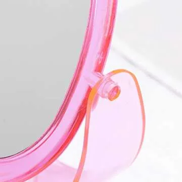 Beaupretty Bedroom Tabletop Mirror Love Heart Shaped Cosmetic Mirror Two Sided Makeup Mirror with Base Desktop Ornament for Women Ladies Pink