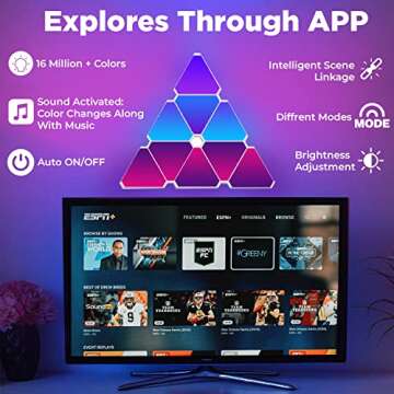 8WASAI Smart Triangle Gaming RGBW LED Wall Lights, Works with Alexa, Light Panels for Gaming Room, Party Decor, Rhythm Edition Pack of 9.