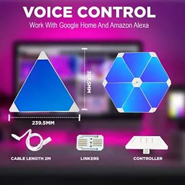 8WASAI Smart Triangle Gaming RGBW LED Wall Lights, Works with Alexa, Light Panels for Gaming Room, Party Decor, Rhythm Edition Pack of 9.