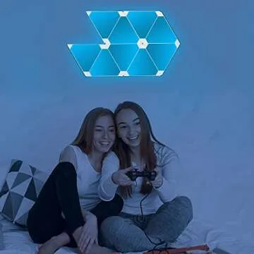 8WASAI Smart Triangle Gaming RGBW LED Wall Lights, Works with Alexa, Light Panels for Gaming Room, Party Decor, Rhythm Edition Pack of 9.