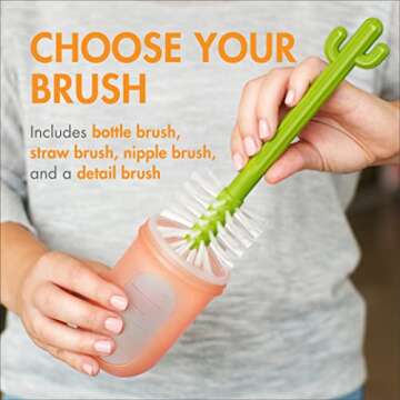 Boon Cacti Replacement Baby Bottle Brushes - Includes Bottle Cleaner Brush, Straw Cleaner Brush, Nip...