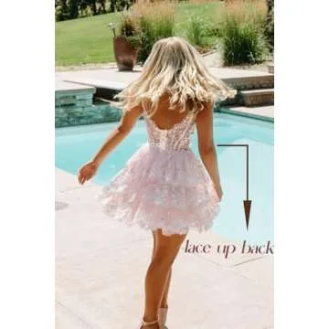 Sevintage Sparkly Corset Tulle Homecoming Dresses for Teens 2023 Spaghetti Straps Lace Appliques Sho...