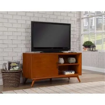 Alpine Furniture Flynn Mid Century Modern TV Console, 50" W x 20" D x 27" H, Acorn