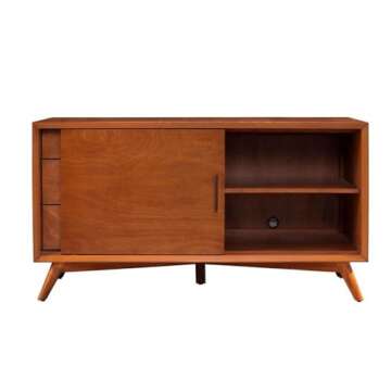 Alpine Furniture Flynn Mid Century Modern TV Console, 50" W x 20" D x 27" H, Acorn