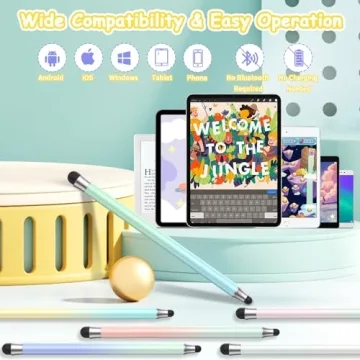 6PCS Universal Stylus Pens for Touch Screens,High Sensitivity Rubber Tips, Compatible with Apple/iPhone/iPad/iOS/Android/Samsung Tablets and All Capacitive Touch Screens (Gorgeous)