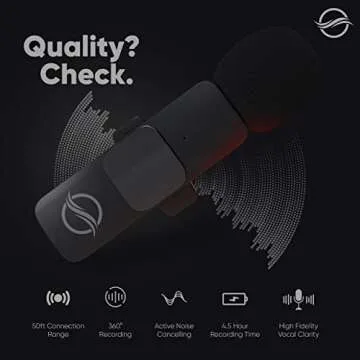 Wave360 Lav-Mic Duo Lightning Wireless Clip-On Lapel Microphone, Bluetooth, Omnidirectional, Active Noise Cancelling, 2-Pack, Ideal for Zoom Meetings, Interviews, Vlogging, Streaming, TikTok