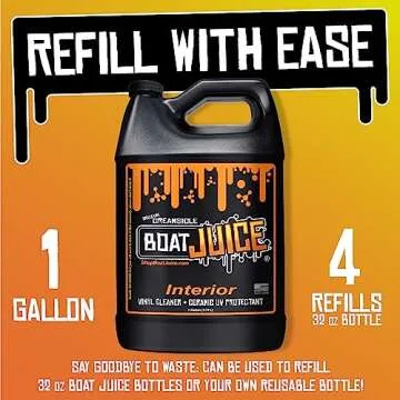 Boat Juice 2in1 Interior Boat Cleaner & Protectant | Vinyl Boat Seat Cleaner + Ceramic UV Protection | Also for Upholstery, Carpet | Marine Detailing, Orange Creamsicle Scent, Made in USA (1 Gallon)