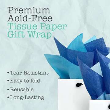 Ocean Tides Tissue Paper for Gift Bags - 100 Sheets Colored Tissue Paper for Packaging & Crafts - Gi...