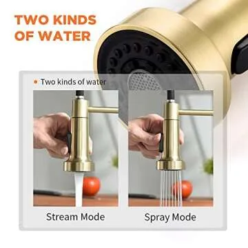 OWOFAN Kitchen Faucet, Kitchen Faucets with Pull Down Sprayer Sus304 Stainless Steel Industrial Single Handle One Hole Faucet for Farmhouse Camper Laundry Utility Rv Wet Bar Sinks Bushed Gold 9009J