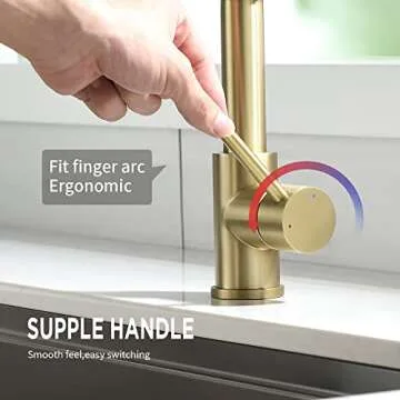 OWOFAN Kitchen Faucet, Kitchen Faucets with Pull Down Sprayer Sus304 Stainless Steel Industrial Single Handle One Hole Faucet for Farmhouse Camper Laundry Utility Rv Wet Bar Sinks Bushed Gold 9009J