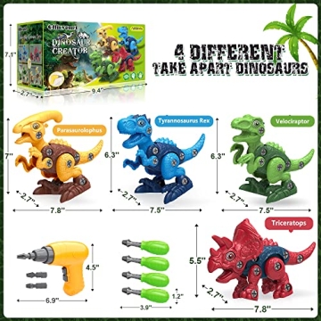 STEM Dinosaur Take Apart Toys with Electric Drill for Kids
