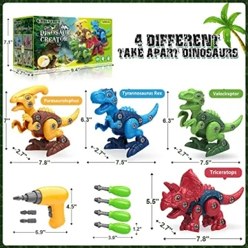 STEM Dinosaur Take Apart Toys with Electric Drill for Kids