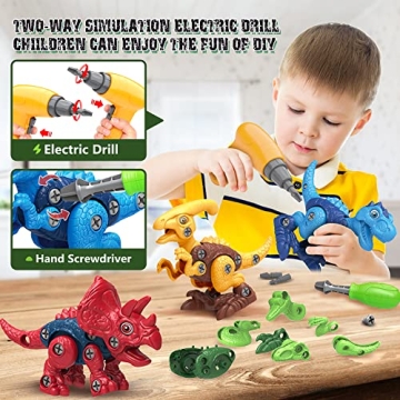 STEM Dinosaur Take Apart Toys with Electric Drill for Kids