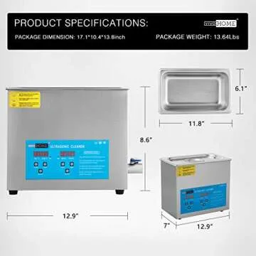 VIVOHOME Professional 6L Portable Touch Controllable Electric Ultrasonic Cleaner Machine with Digital Timer and Heater for Parts Jewelry Watch Coin Glass Circuit Board