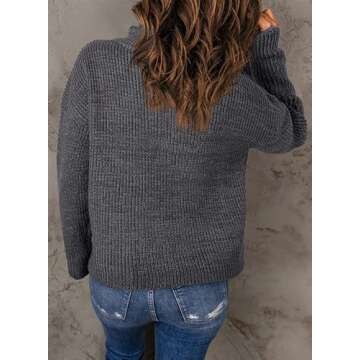 Dokotoo Quarter Zip Pullover Sweaters for Women Casual Waffle Knit Tops Fall Winter Outfits Jumpers ...