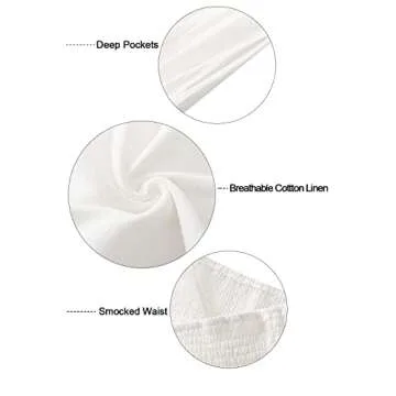 Vansha High Waisted Cotton Linen Palazzo Pants for Women